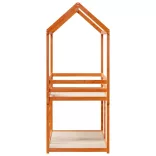 viaszbarna tömör fenyőfa ágy emelettel és tetővel 90 x 200 cm