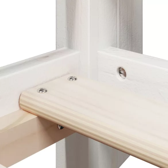 fehér tömör fenyőfa ágy emelettel és tetővel 90 x 200 cm