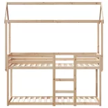 tömör fenyőfa ágy emelettel és tetővel 80 x 200 cm