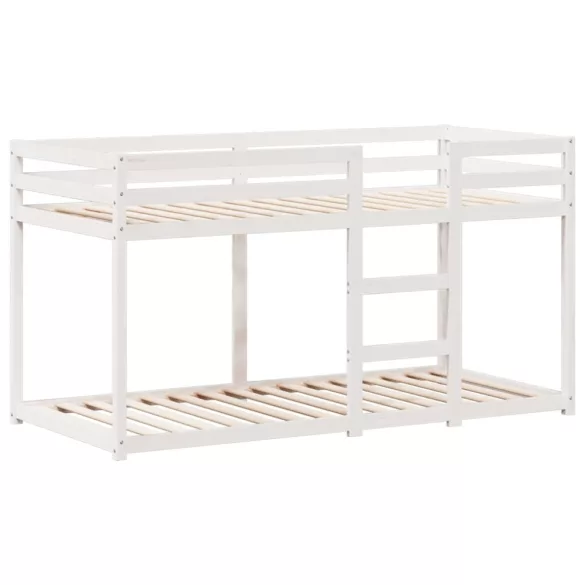 fehér tömör fenyőfa ágy emelettel és tetővel 80 x 200 cm