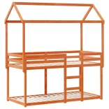 viaszbarna tömör fenyőfa ágy emelettel és tetővel 80 x 200 cm