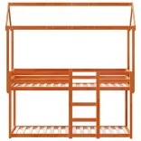 viaszbarna tömör fenyőfa ágy emelettel és tetővel 80 x 200 cm