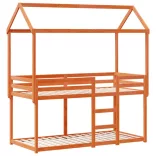 viaszbarna tömör fenyőfa ágy emelettel és tetővel 90 x 190 cm