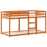 viaszbarna tömör fenyőfa ágy emelettel és tetővel 90 x 190 cm