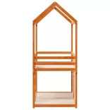 viaszbarna tömör fenyőfa ágy emelettel és tetővel 90 x 190 cm