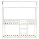 fehér tömör fenyőfa ágy emelettel és tetővel 90 x 190 cm