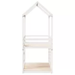 fehér tömör fenyőfa ágy emelettel és tetővel 90 x 190 cm