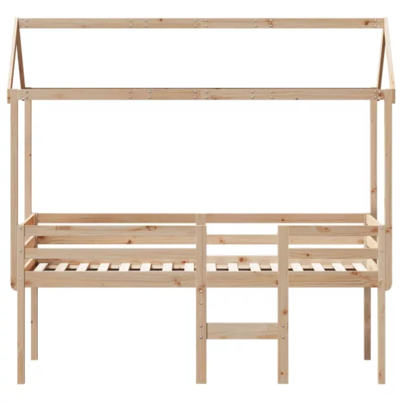 tömör fenyőfa magasított ágy tetővel 90 x 200 cm
