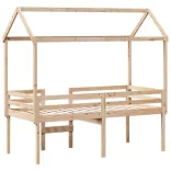 tömör fenyőfa magasított ágy tetővel 90 x 200 cm