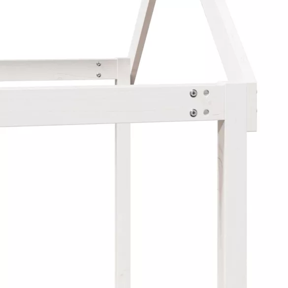 fehér tömör fenyőfa magasított ágy tetővel 90 x 200 cm