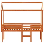 viaszbarna tömör fenyőfa magasított ágy tetővel 90 x 200 cm