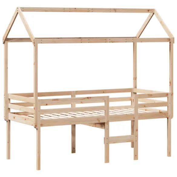 tömör fenyőfa magasított ágy tetővel 80 x 200 cm