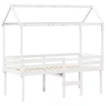 fehér tömör fenyőfa magasított ágy tetővel 80 x 200 cm