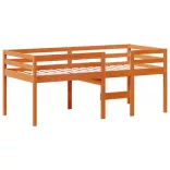 viaszbarna tömör fenyőfa magasított ágy tetővel 80 x 200 cm