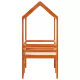 viaszbarna tömör fenyőfa magasított ágy tetővel 80 x 200 cm