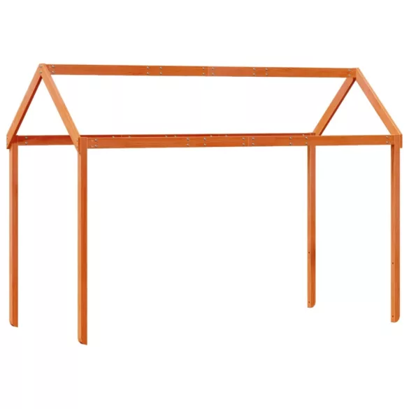 viaszbarna tömör fenyőfa magasított ágy tetővel 90 x 190 cm