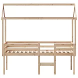 viaszbarna tömör fenyőfa magasított ágy tetővel 75 x 190 cm