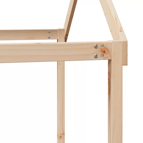 viaszbarna tömör fenyőfa magasított ágy tetővel 75 x 190 cm