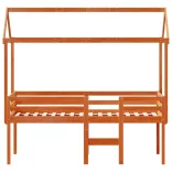 viaszbarna tömör fenyőfa magasított ágy tetővel 75 x 190 cm