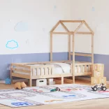 tömör fenyőfa ágykeret tetővel 100 x 200 cm