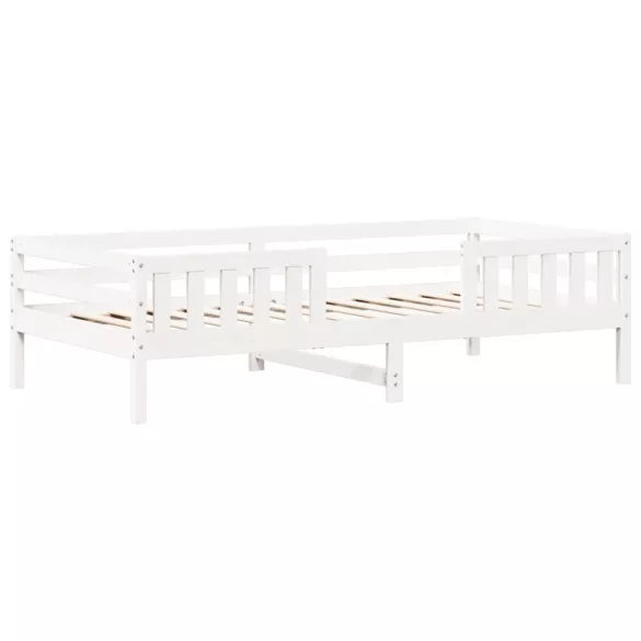 fehér tömör fenyőfa ágykeret tetővel 80 x 200 cm