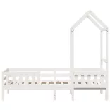 fehér tömör fenyőfa ágykeret tetővel 80 x 200 cm