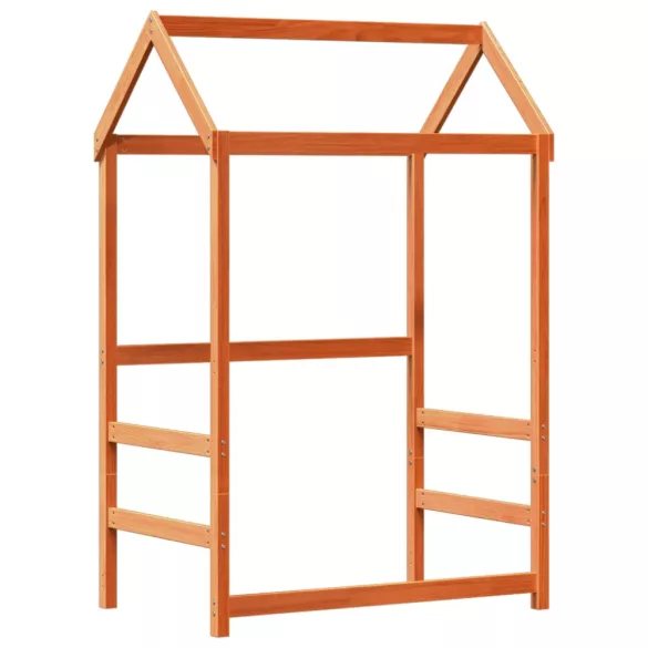 viaszbarna tömör fenyőfa ágykeret tetővel 90 x 190 cm