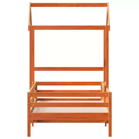 viaszbarna tömör fenyőfa ágykeret tetővel 90 x 190 cm