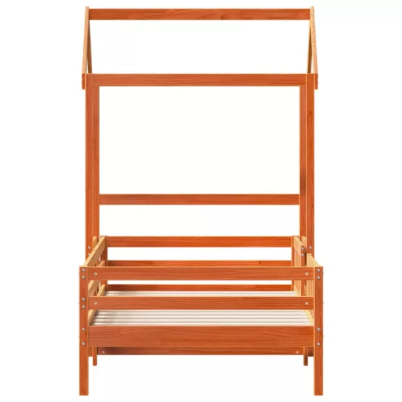 viaszbarna tömör fenyőfa ágykeret tetővel 75 x 190 cm