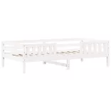 fehér tömör fenyőfa ágy és pad szett tetővel 100 x 200 cm