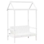 fehér tömör fenyőfa ágy és pad szett tetővel 80 x 200 cm