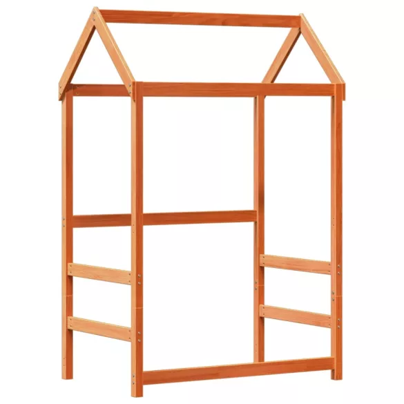 viaszbarna tömör fenyőfa ágy és pad szett tetővel 75 x 190 cm