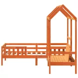 viaszbarna tömör fenyőfa ágy és pad szett tetővel 75 x 190 cm