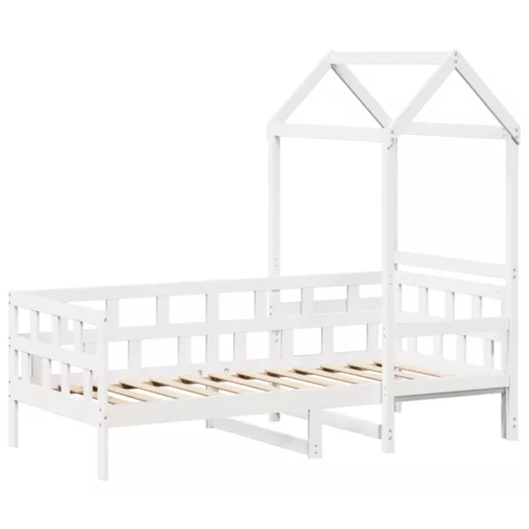 fehér tömör fenyőfa kanapéágy tetővel 80 x 200 cm