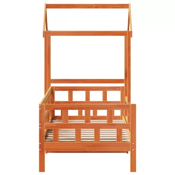 viaszbarna tömör fenyőfa kanapéágy tetővel 80 x 200 cm