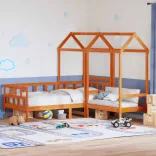 viaszbarna tömör fenyőfa kanapéágyszett tetővel 90 x 200 cm