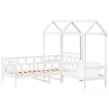 fehér tömör fenyőfa kanapéágyszett tetővel 80 x 200 cm