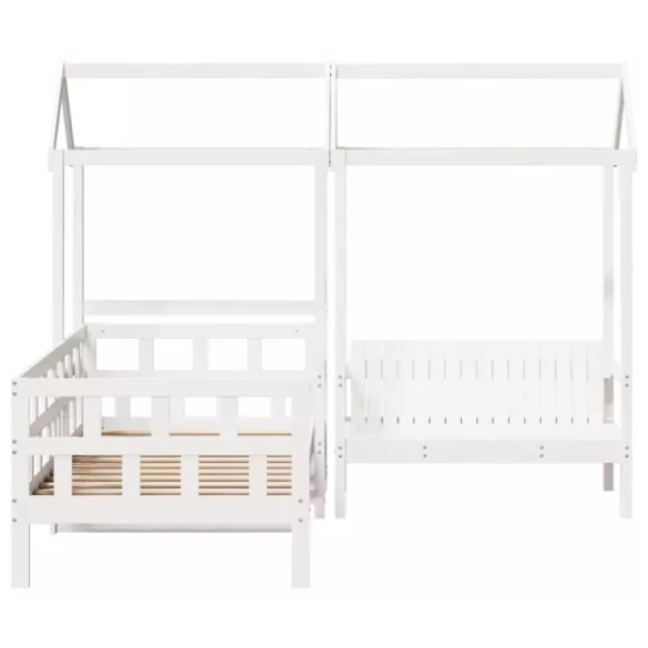 fehér tömör fenyőfa kanapéágyszett tetővel 80 x 200 cm