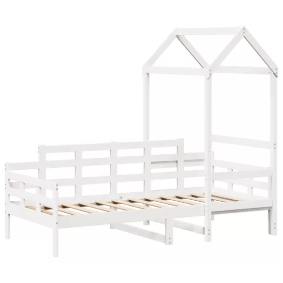 fehér tömör fenyőfa kanapéágy tetővel 80 x 200 cm