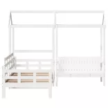 fehér tömör fenyőfa kanapéágy és pad tetővel 80 x 200 cm