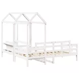 fehér tömör fenyőfa kanapéágy és pad tetővel 80 x 200 cm