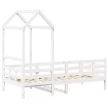 fehér tömör fenyőfa kanapéágy tetővel 80 x 200 cm