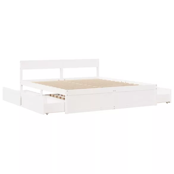 fehér tömör fenyőfa ágy matrac nélkül 200 x 200 cm