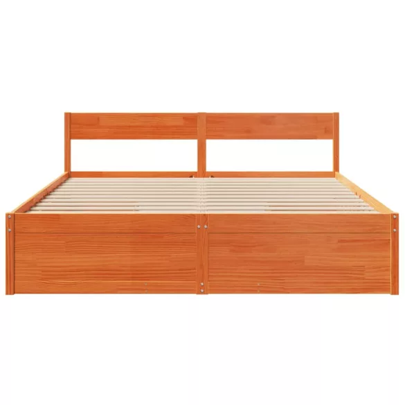 viaszbarna tömör fenyőfa ágy matrac nélkül 200 x 200 cm