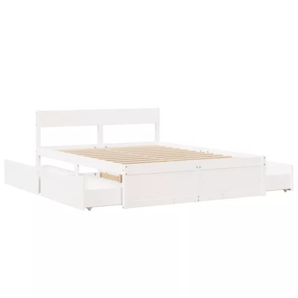 fehér tömör fenyőfa ágy matrac nélkül 160 x 200 cm