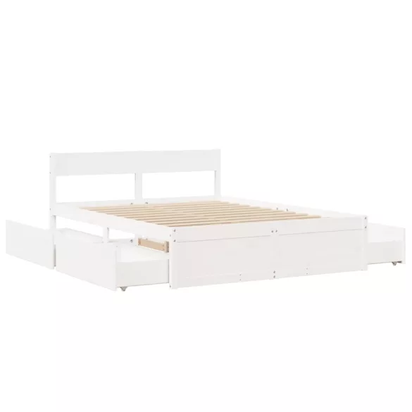 fehér tömör fenyőfa ágy matrac nélkül 150 x 200 cm