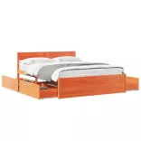 viaszbarna tömör fenyőfa ágy matrac nélkül 150 x 200 cm