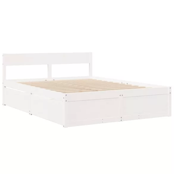 fehér tömör fenyőfa ágy matrac nélkül 140 x 200 cm