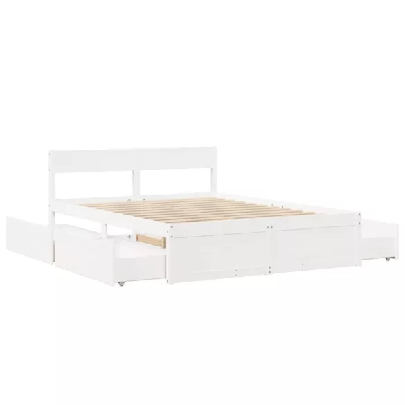 fehér tömör fenyőfa ágy matrac nélkül 140 x 200 cm