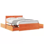 viaszbarna tömör fenyőfa ágy matrac nélkül 140 x 190 cm